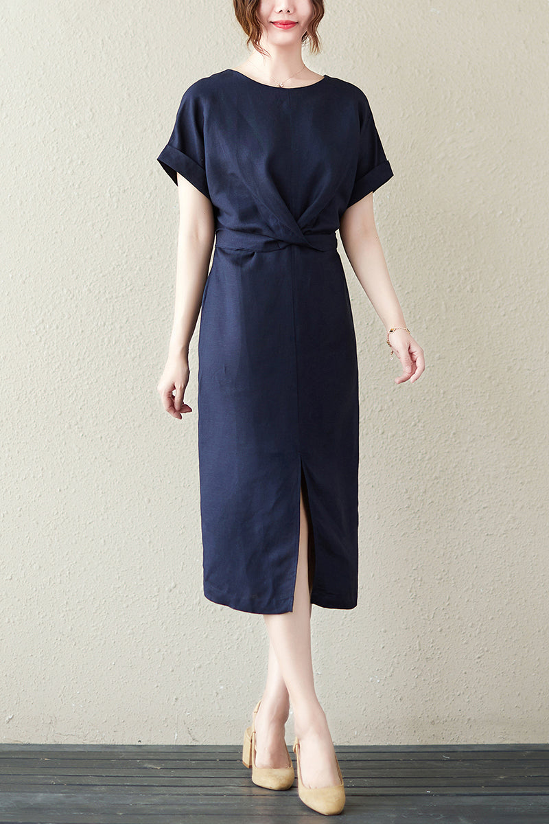 New Summer Women Cotton Linen Dress C2843