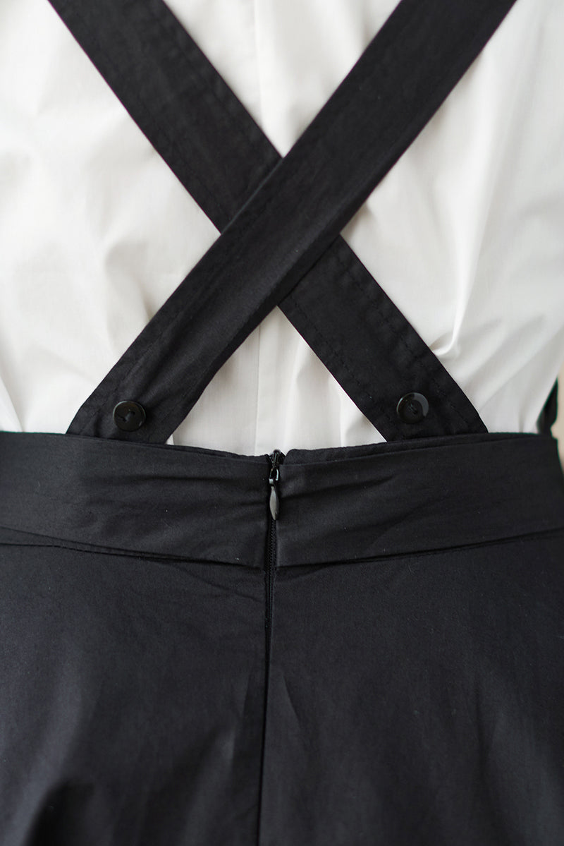 Spring Summer Black Suspender Midi Dress C2846