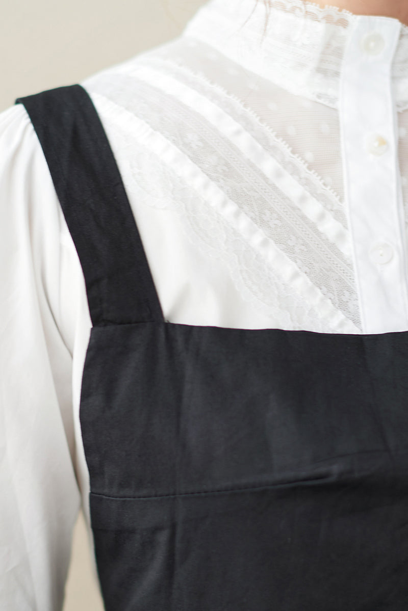 Spring Summer Black Suspender Midi Dress C2846
