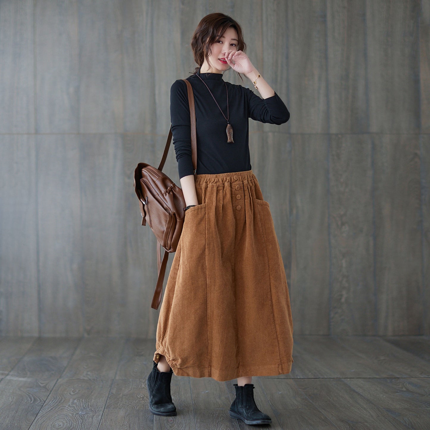 Casual Corduroy maxi skirt C1820