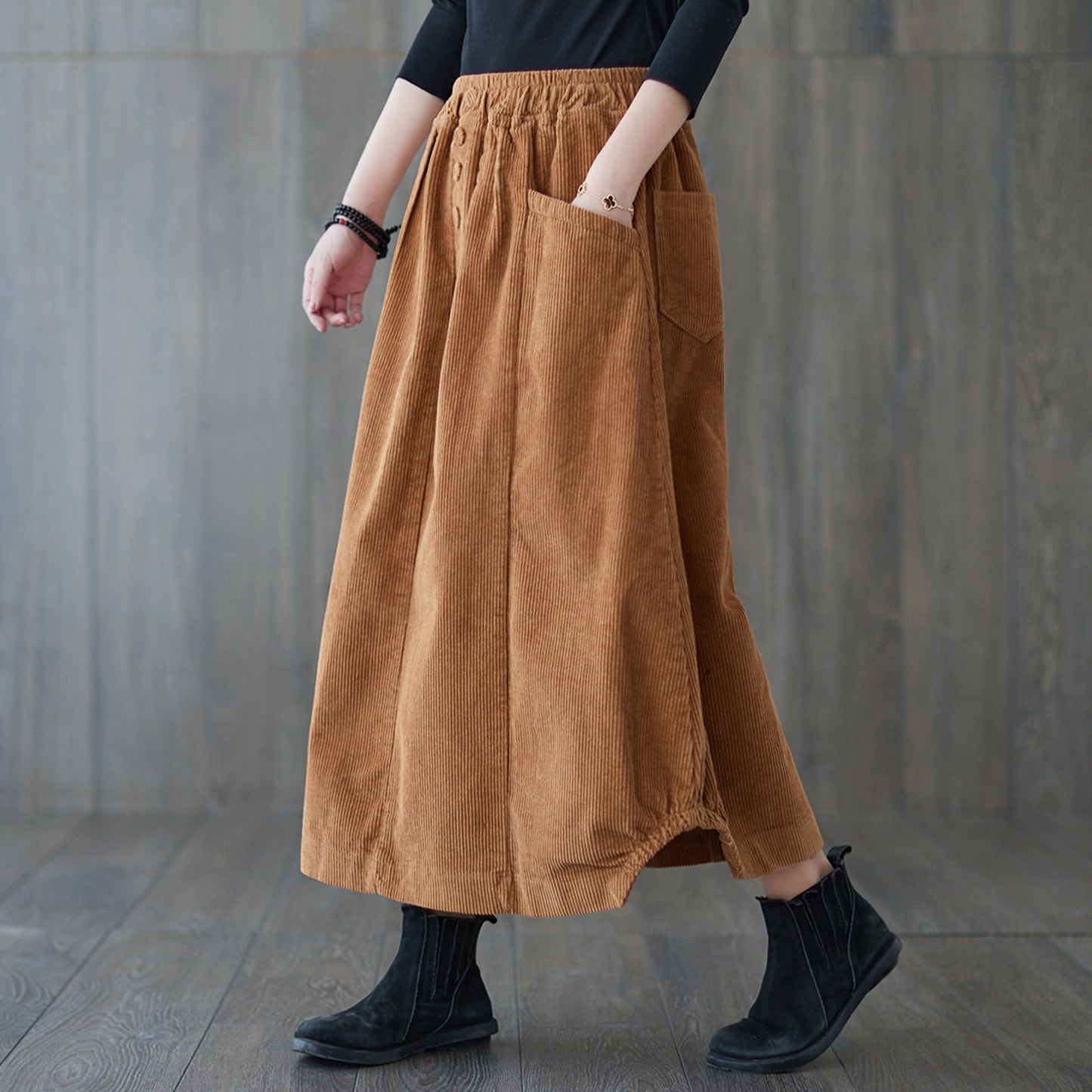 Casual Corduroy maxi skirt C1820
