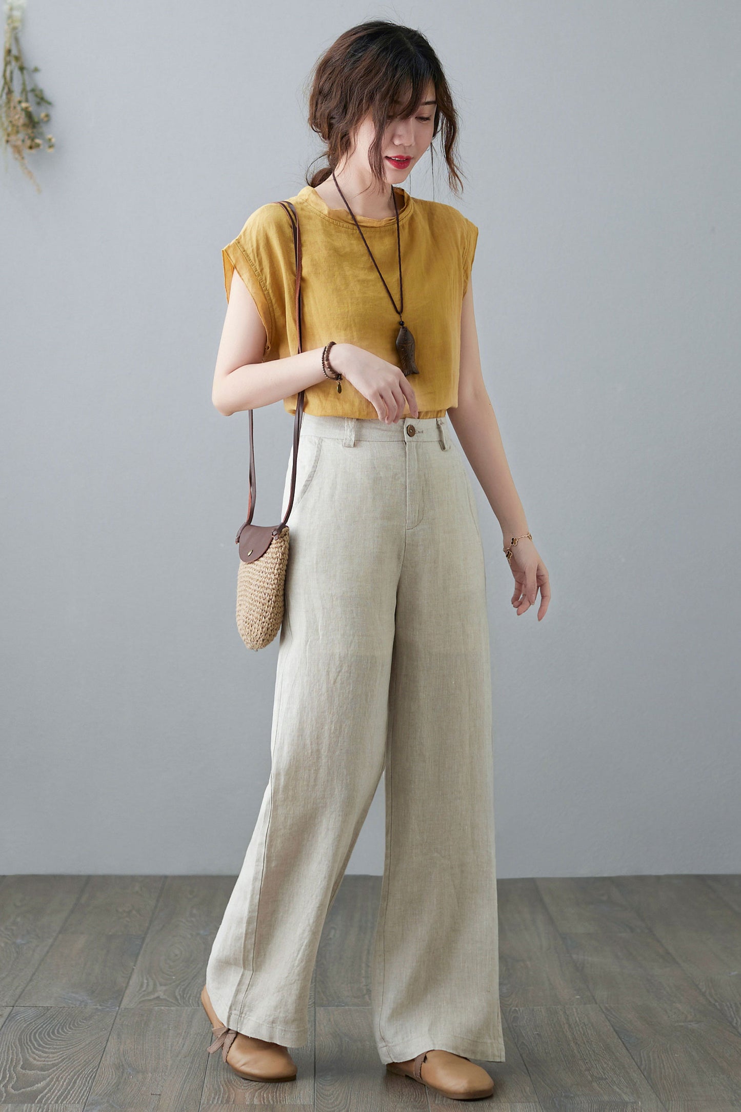 High Waist Linen pants for Women C2134