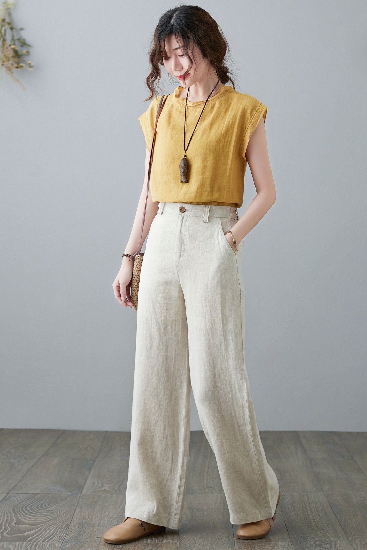 High Waist Linen pants for Women C2134