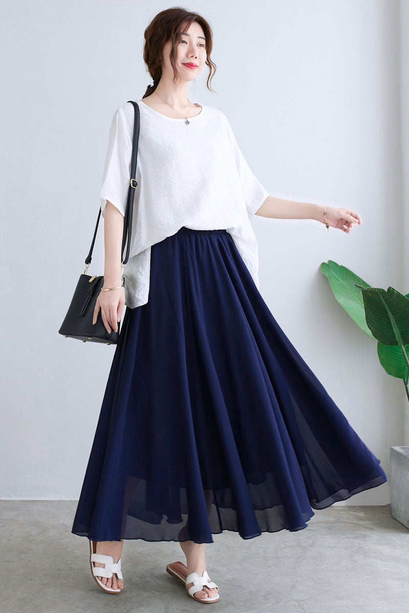 Flowy Bohemian Circle Swing Maxi Skirt C2291