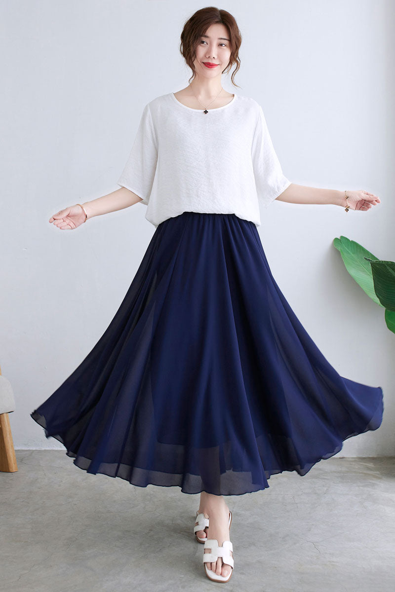 Flowy Bohemian Circle Swing Maxi Skirt C2291