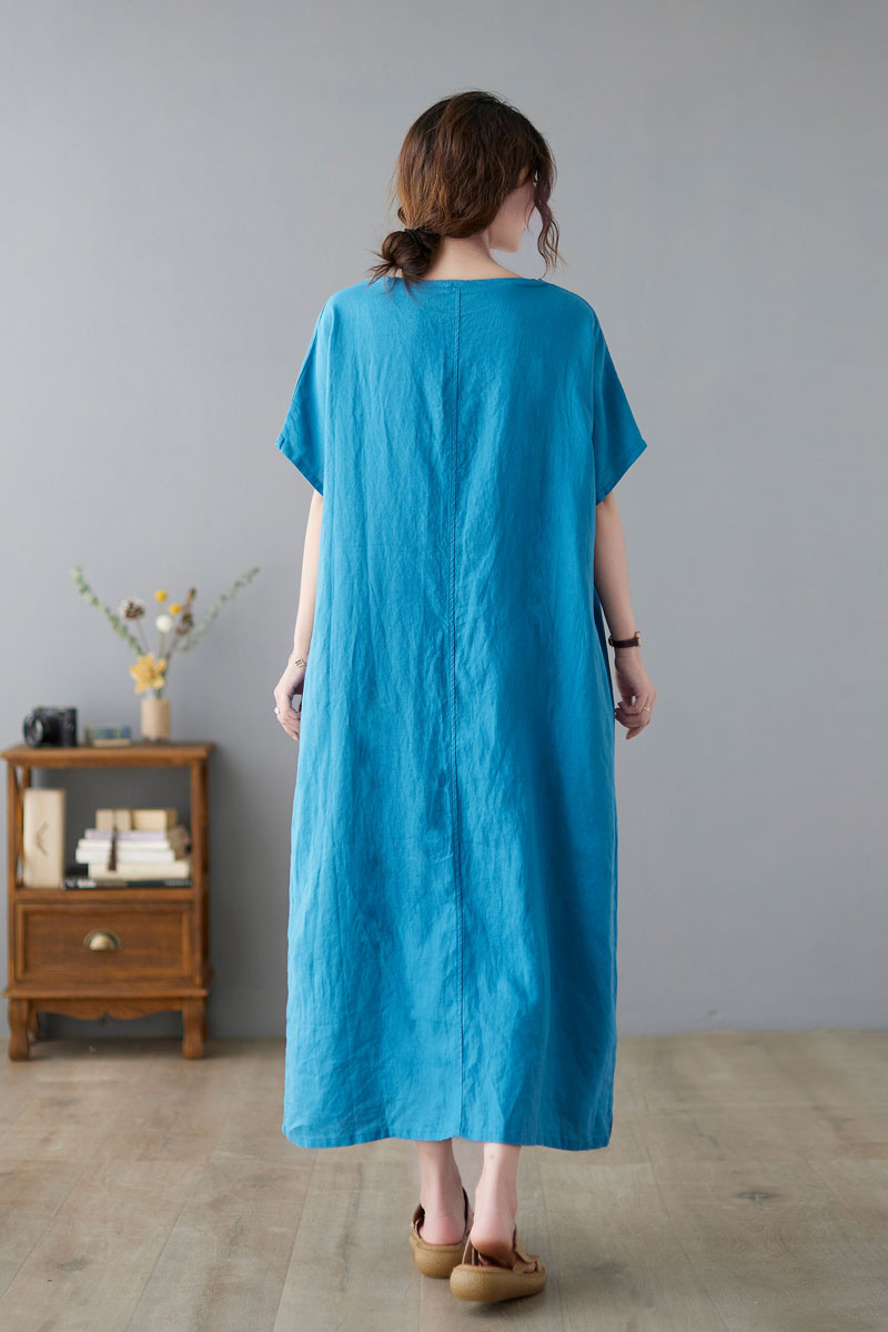 Simple Summer Linen Dress Women C224601