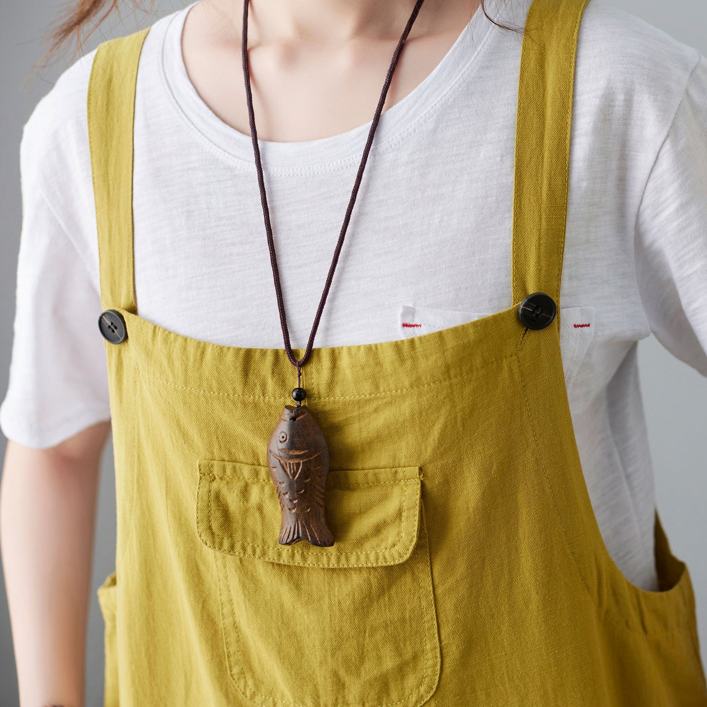 Yellow Casual Cropped Linen Jumpsuits C2100