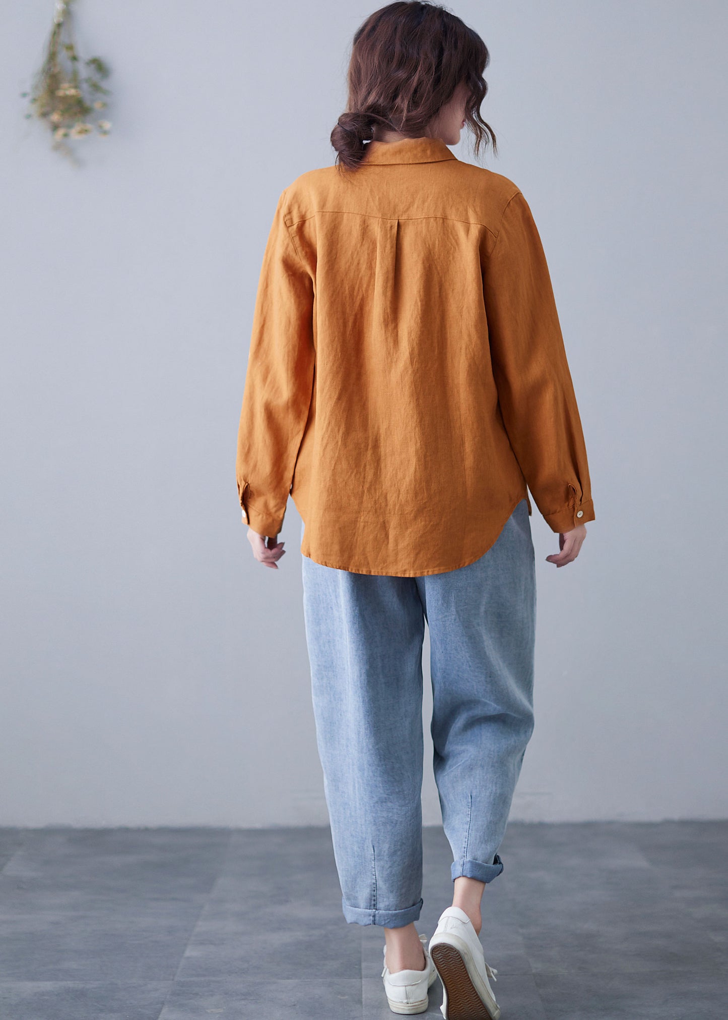 Women Long Sleeve Linen Shirt C2120
