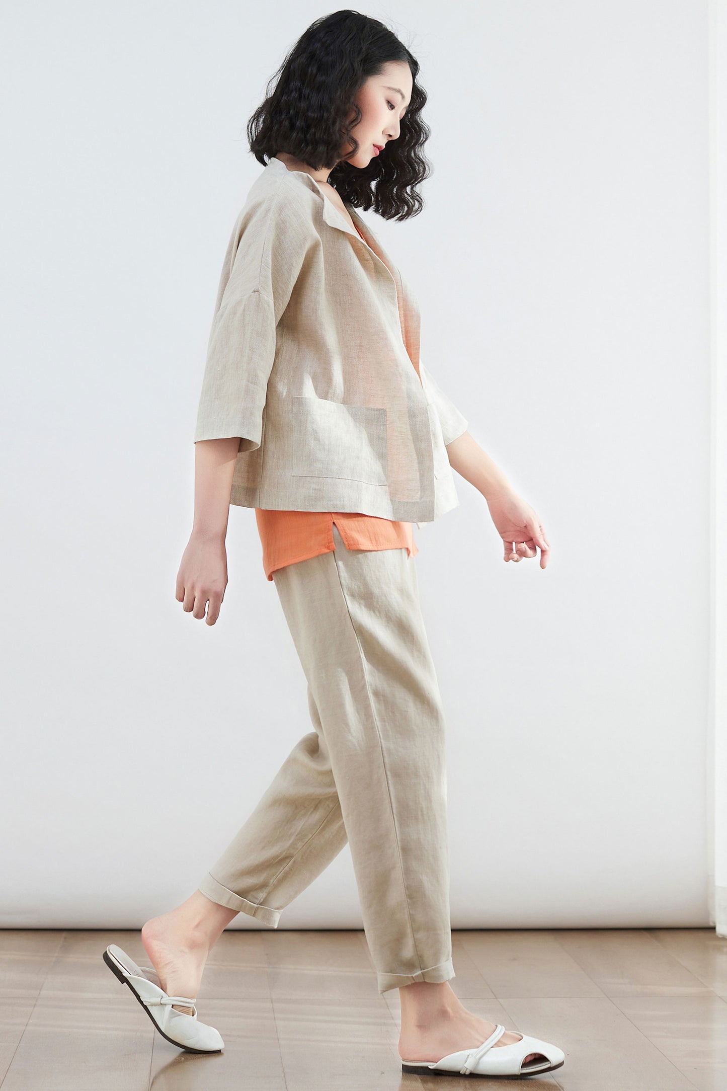 womens oversized causal linen Cardigan tops C2681