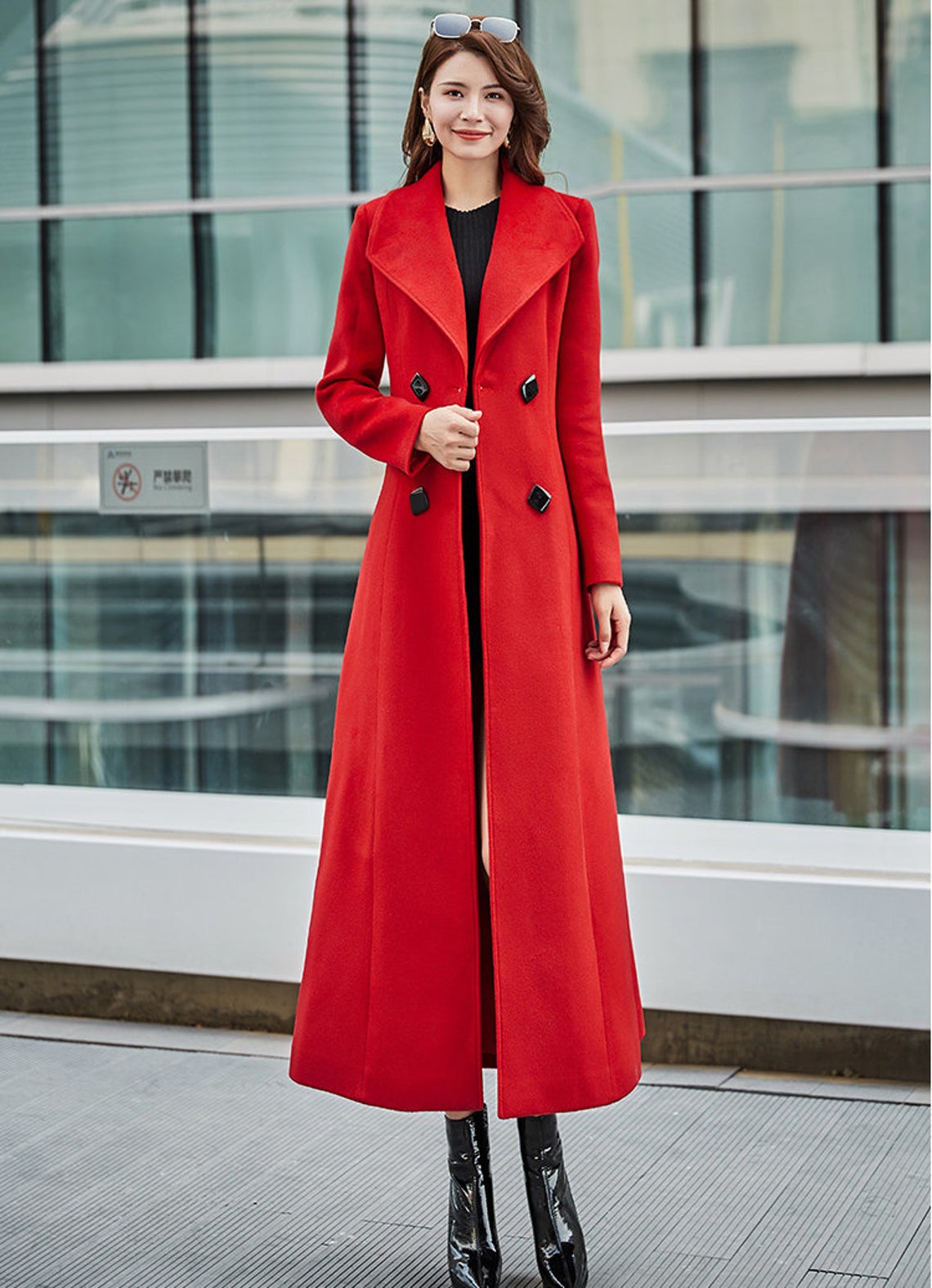 Double breasted wool maxi coat C1821