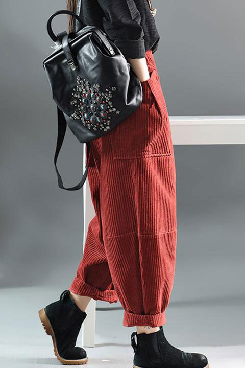 Corduroy baggy pants for women 43A011