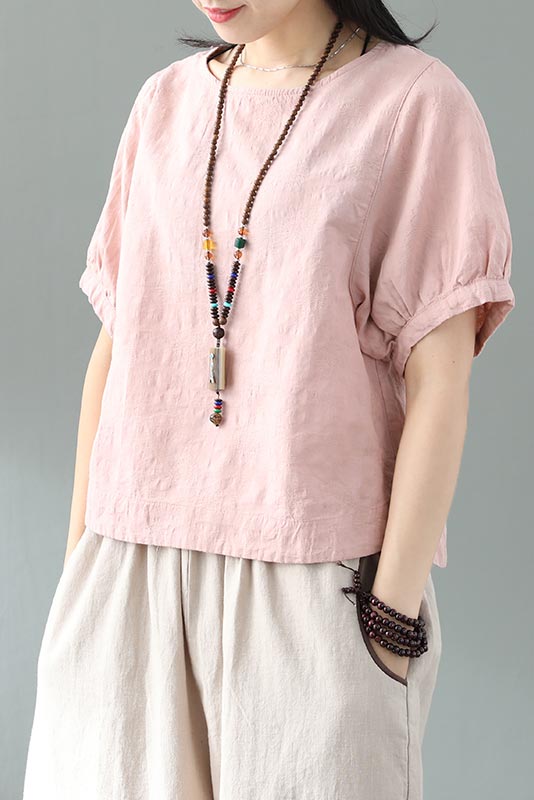 Chinese cotton and linen lantern sleeves short sleeves CYM040-190072