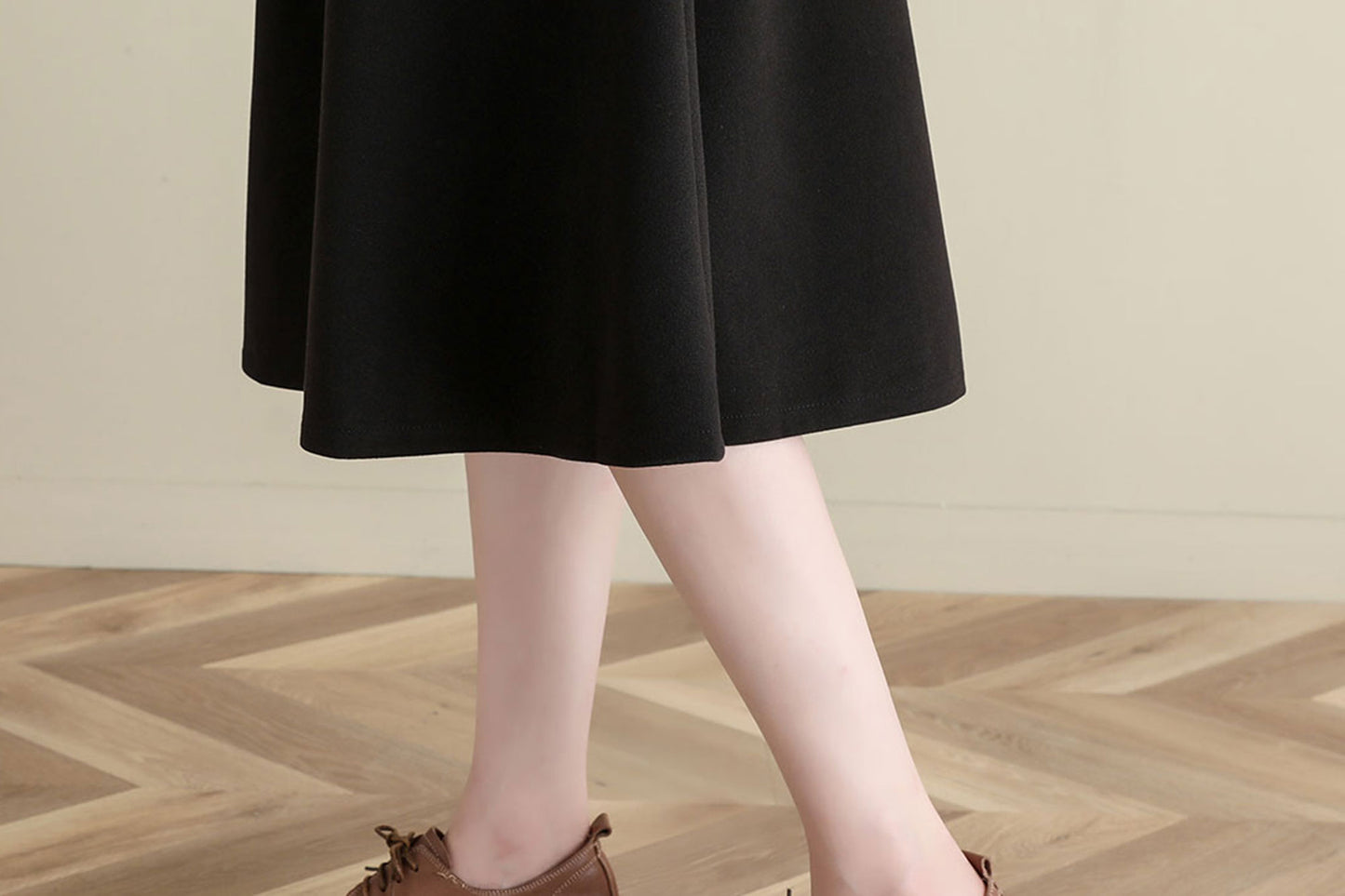 Black Wool Pinafore Dress, Midi wool dress C2516