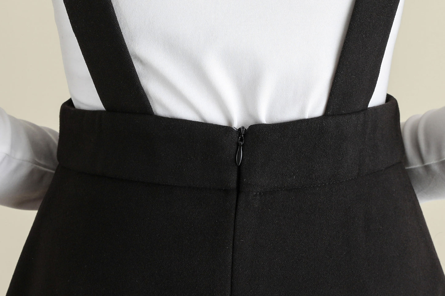 Black Wool Pinafore Dress, Midi wool dress C2516