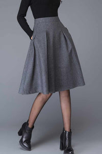 Vintage Women Grey Wool Skirt C1003