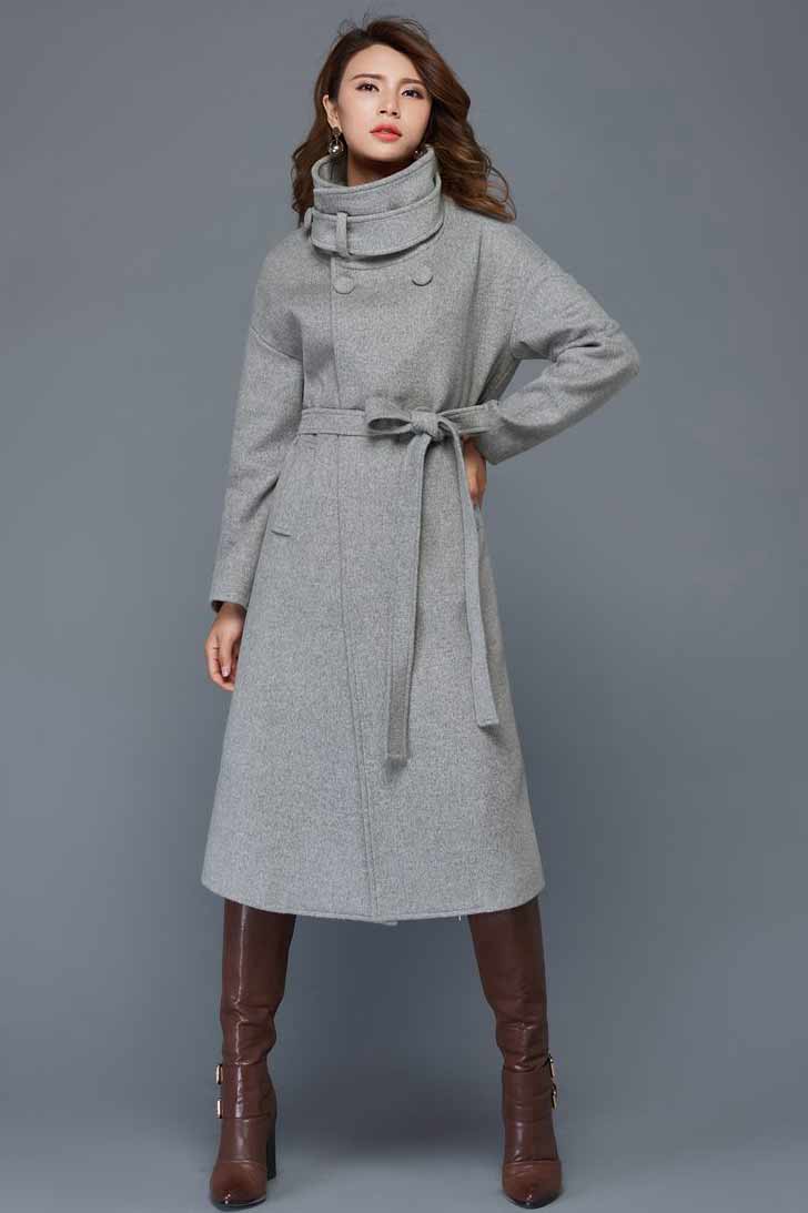 women's wool maxi coat C961
