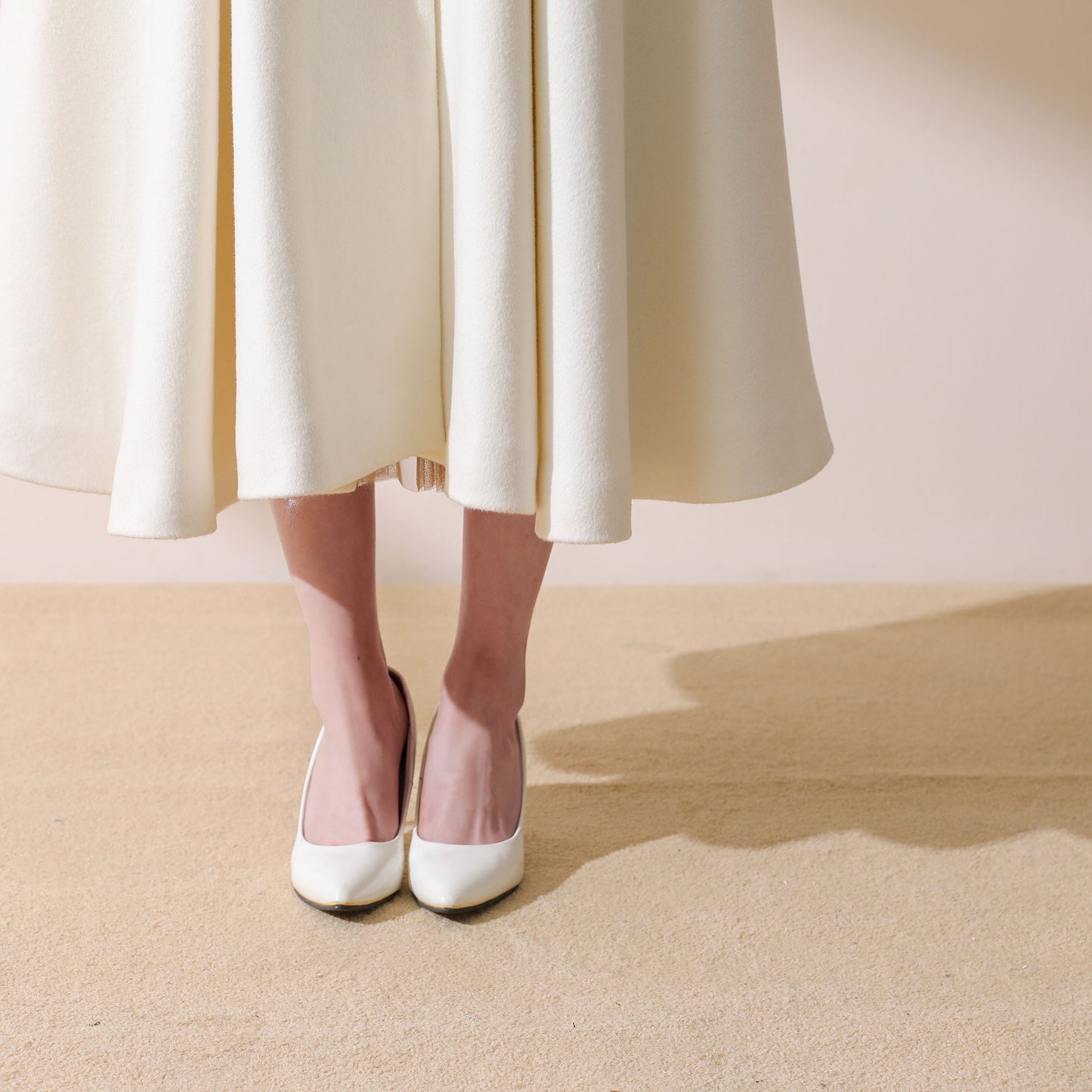 White wool wedding maxi coat dress C1779