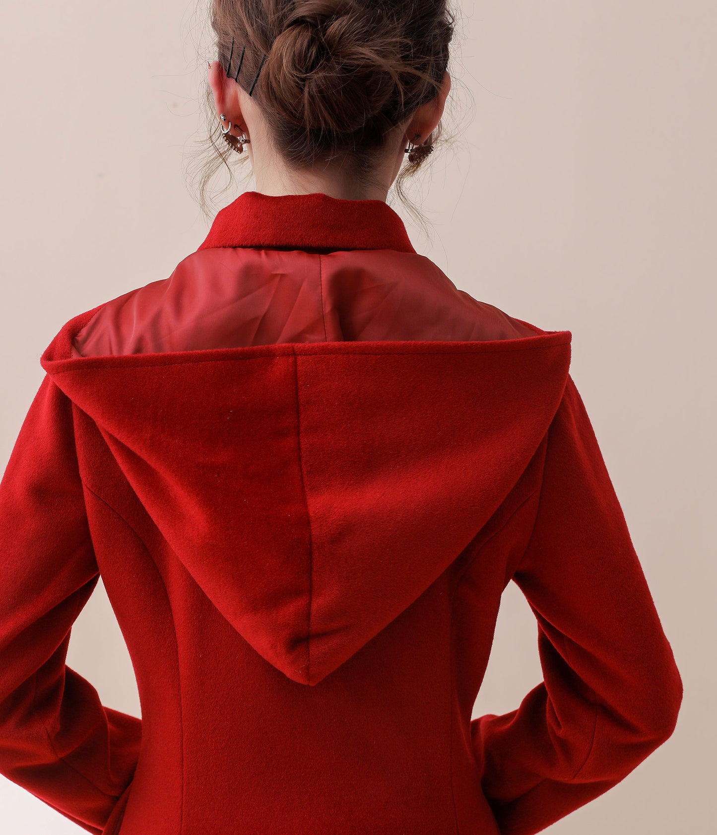 Asymmetric Hooded wool jacket coat C1781