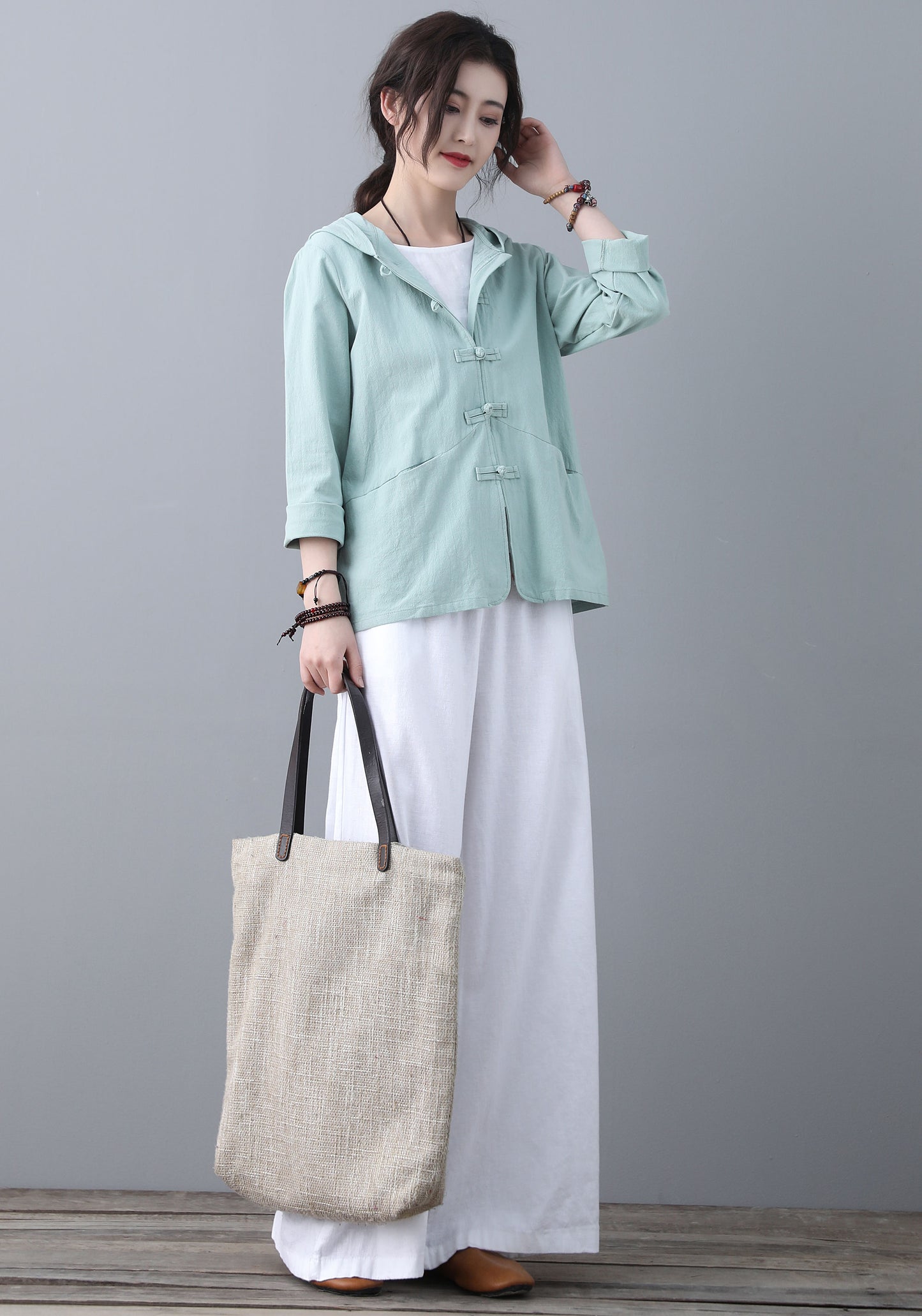 Casual Hooded Linen Shirt C185001
