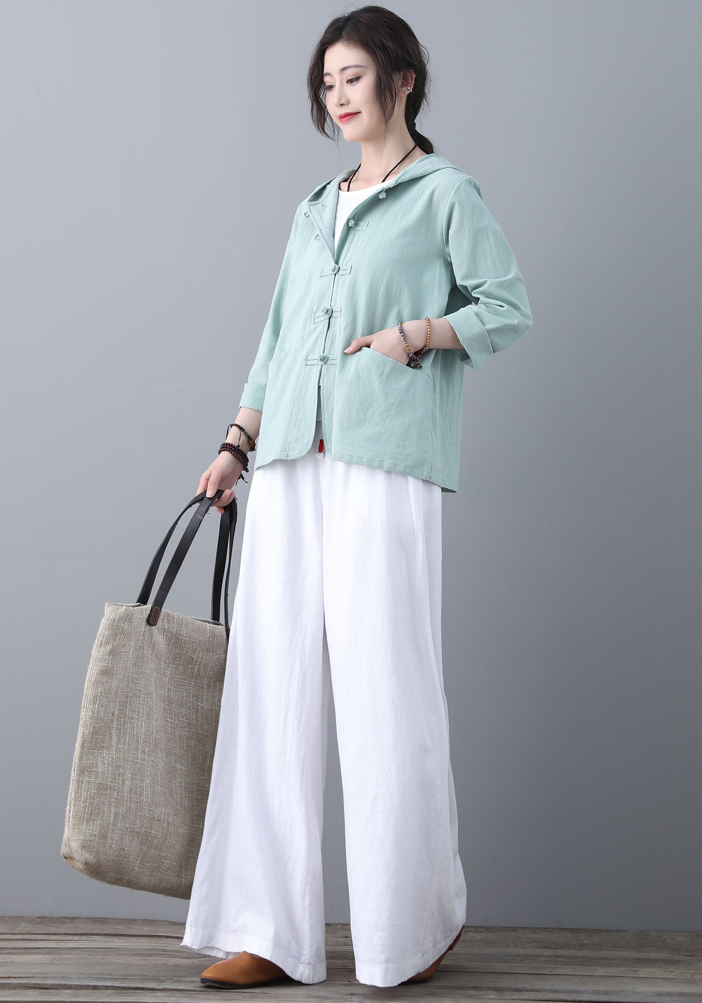 Casual Hooded Linen Shirt C185001