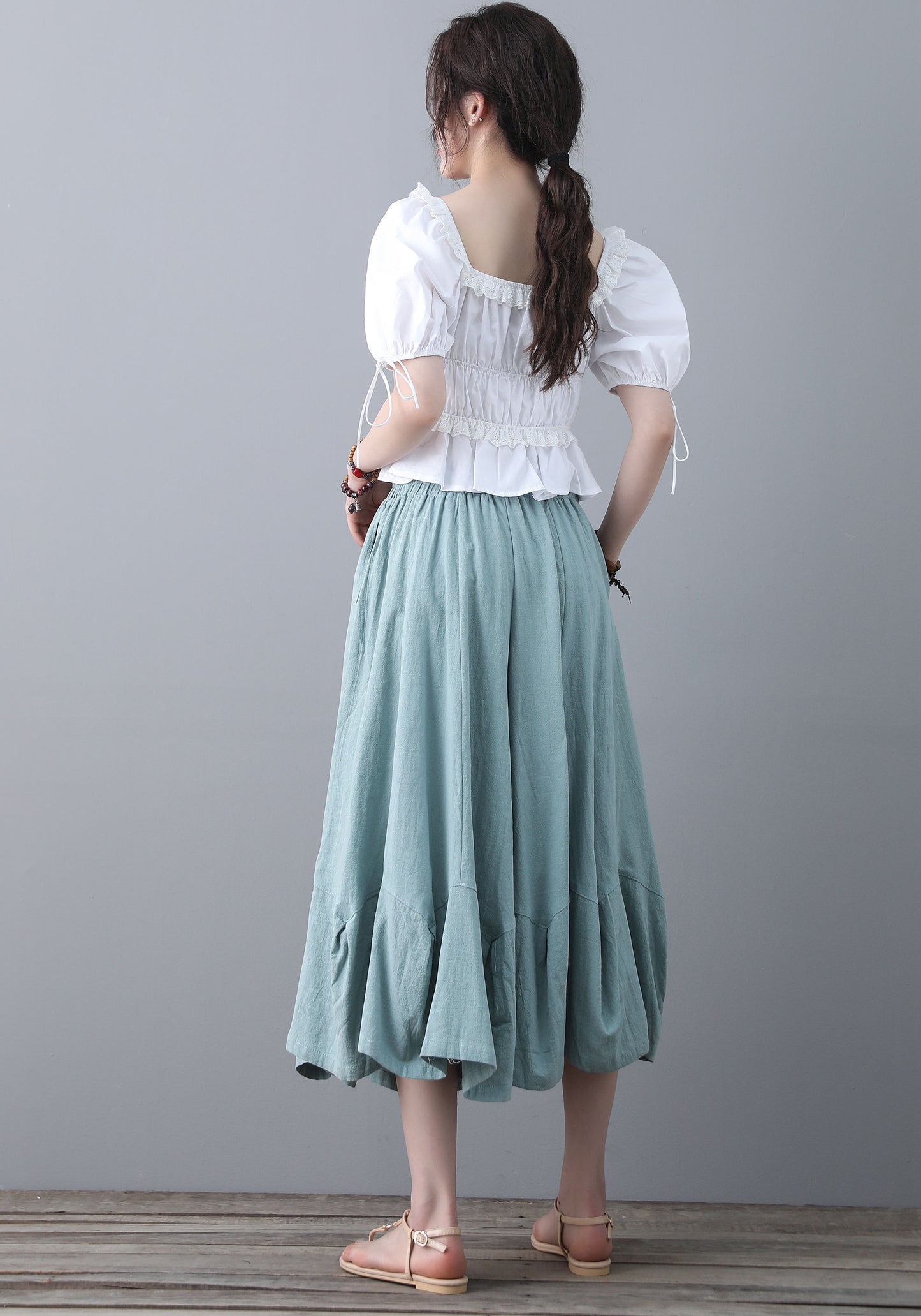 Green Women Skirt Pants C1856