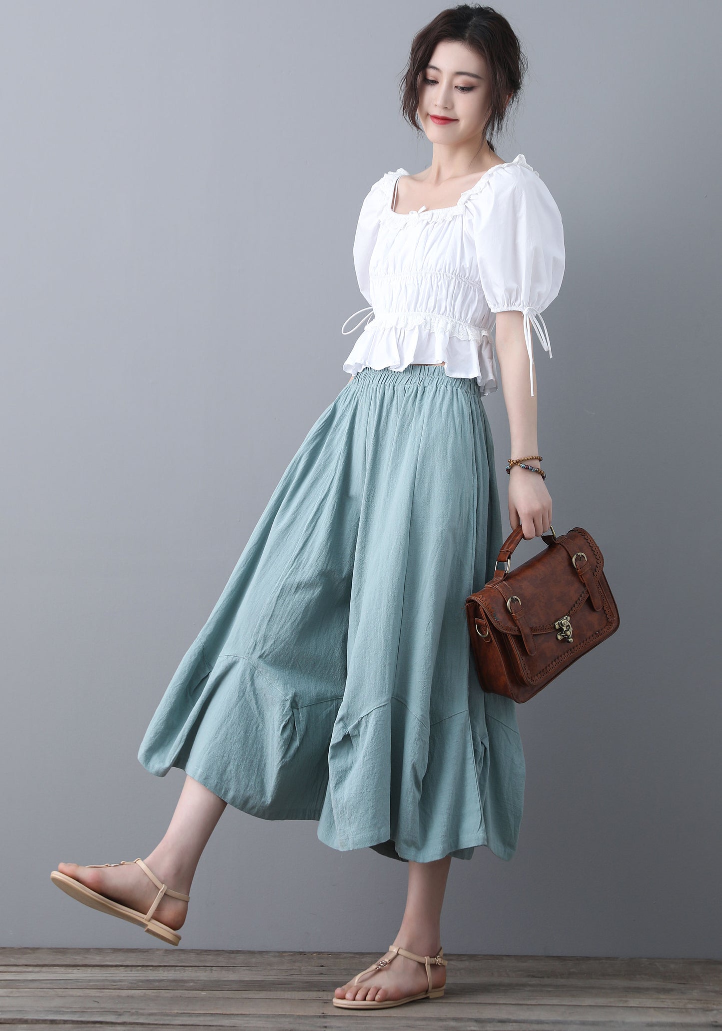 Green Women Skirt Pants C1856