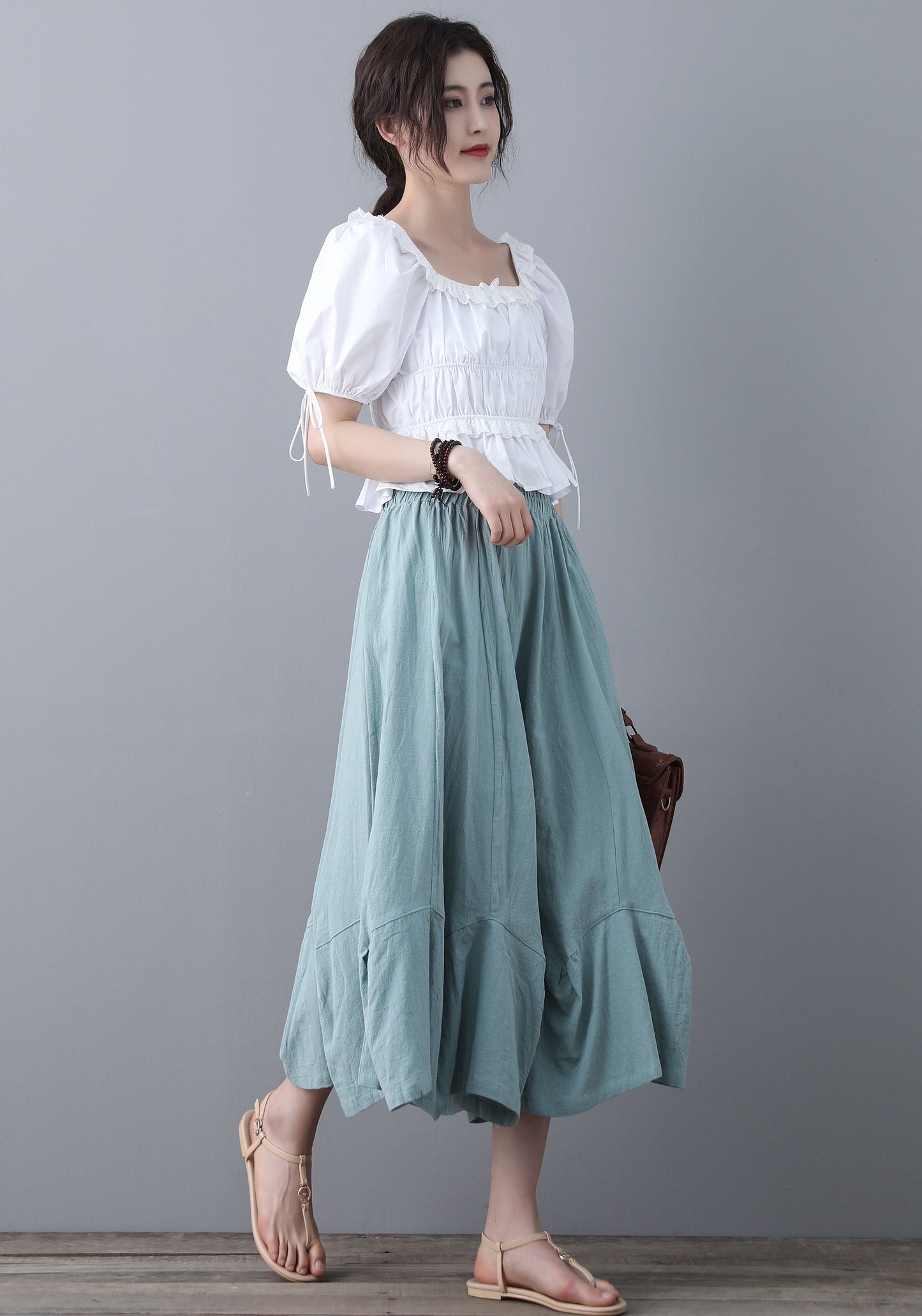 Green Women Skirt Pants C1856