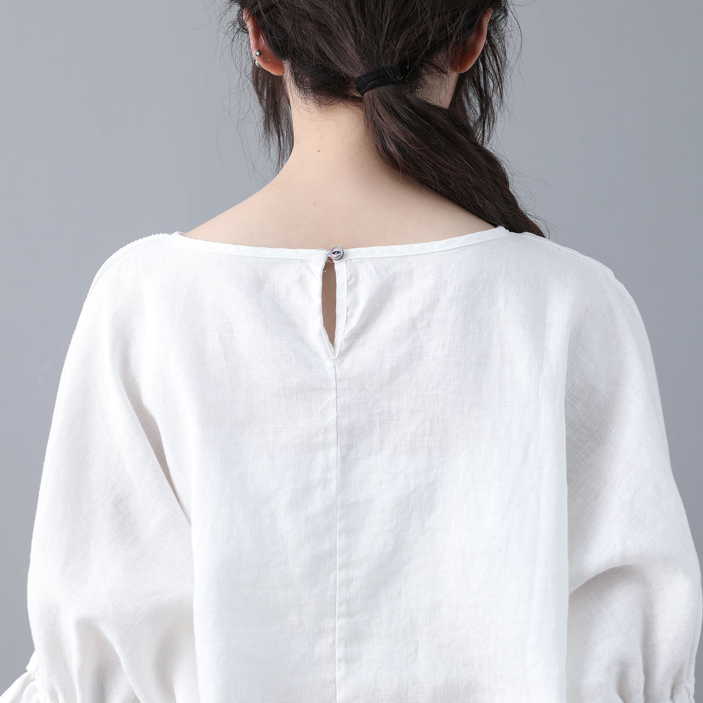White Loose linen Tops C186901