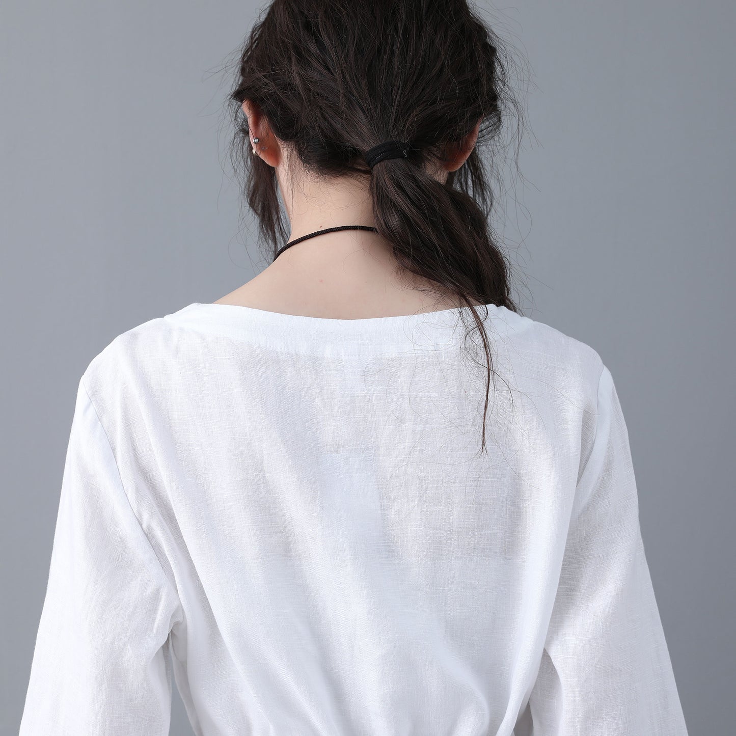 Loose Fit Classic White Linen Dress C1861