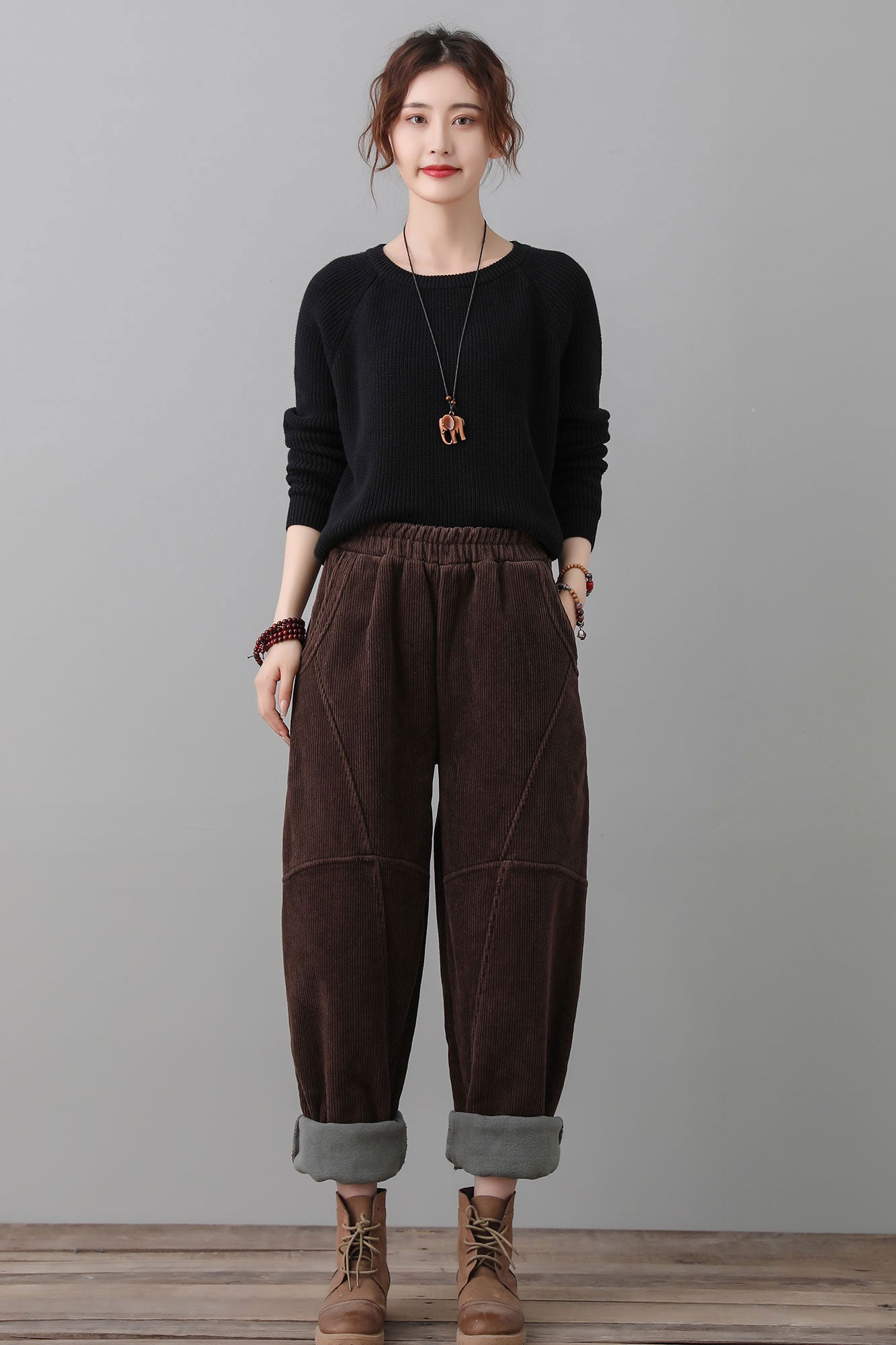 Retro Thicken Harem Corduroy Pants Women C2558