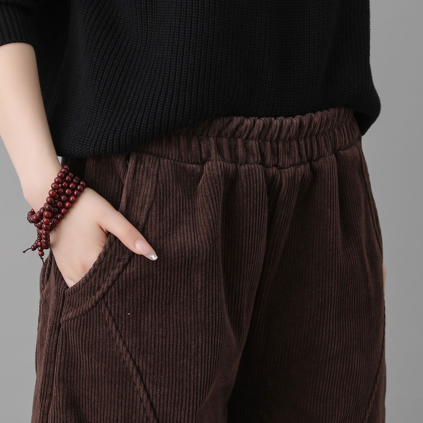 Retro Thicken Harem Corduroy Pants Women C2558