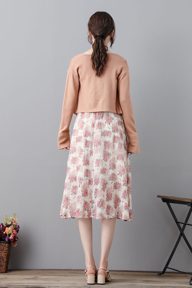 Summer Swing Floral Midi Sun Dress For Women C232001