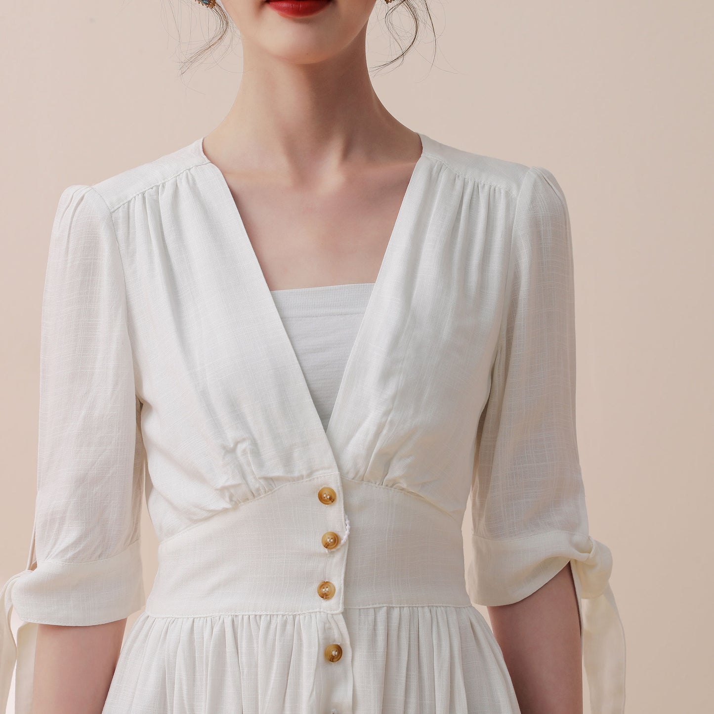 Button front Little white dress C1774
