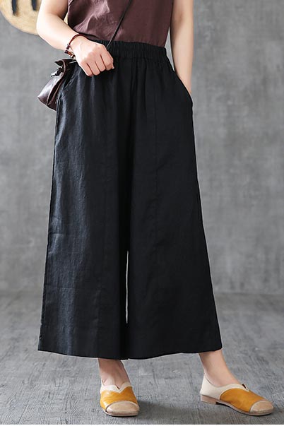 White linen wide leg trousers loose leg linen summer 190159