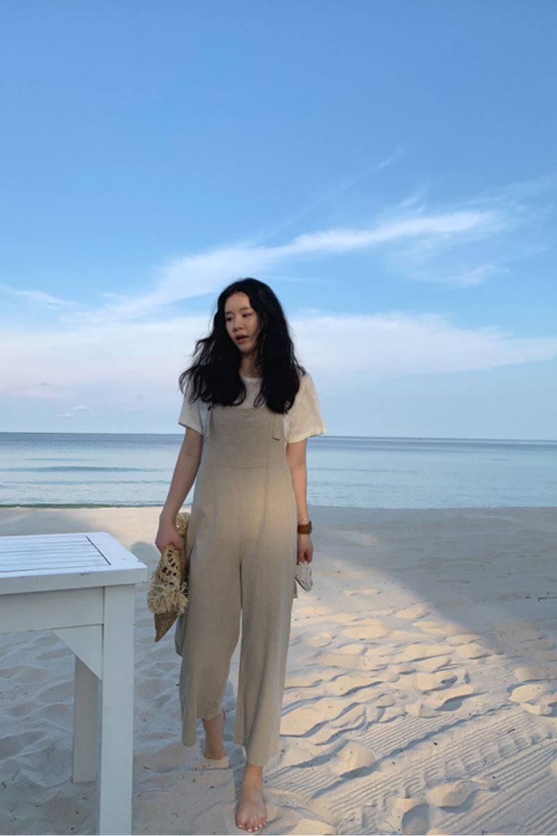 Casual Linen Jumpsuits in Natural Linen Color C2391