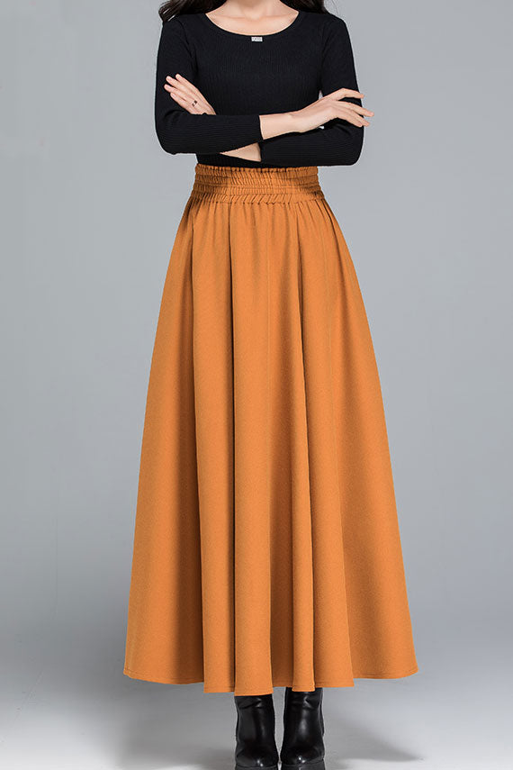 High Elastic Waist Warm Autumn Winter Long Skirt C2481