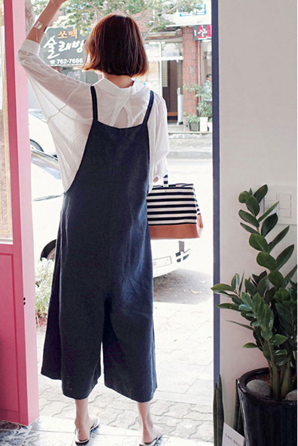 Casual Blue Linen Jumpsuits C2385