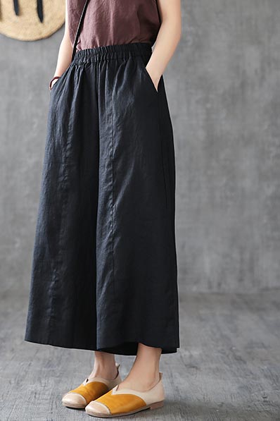 White linen wide leg trousers loose leg linen summer 190159