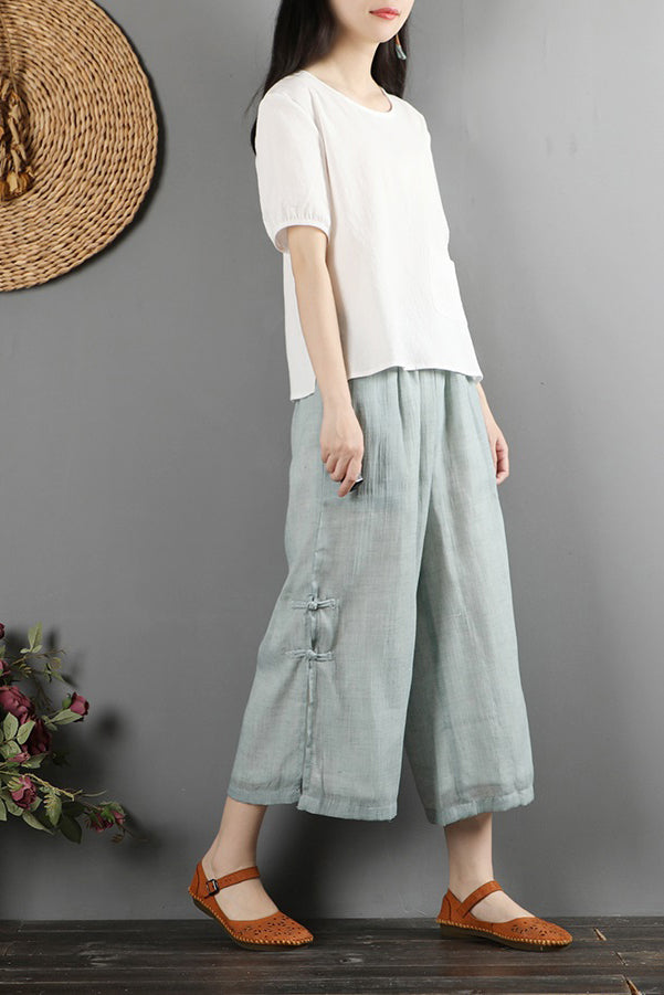 Cotton Linen Wide Leg Summer Loose Pant C2875