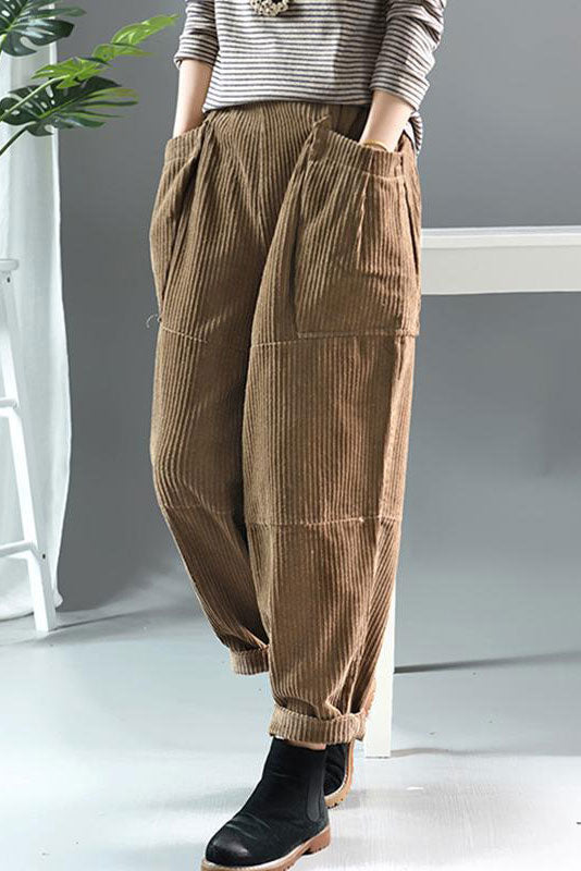 Corduroy baggy pants for women 43A011