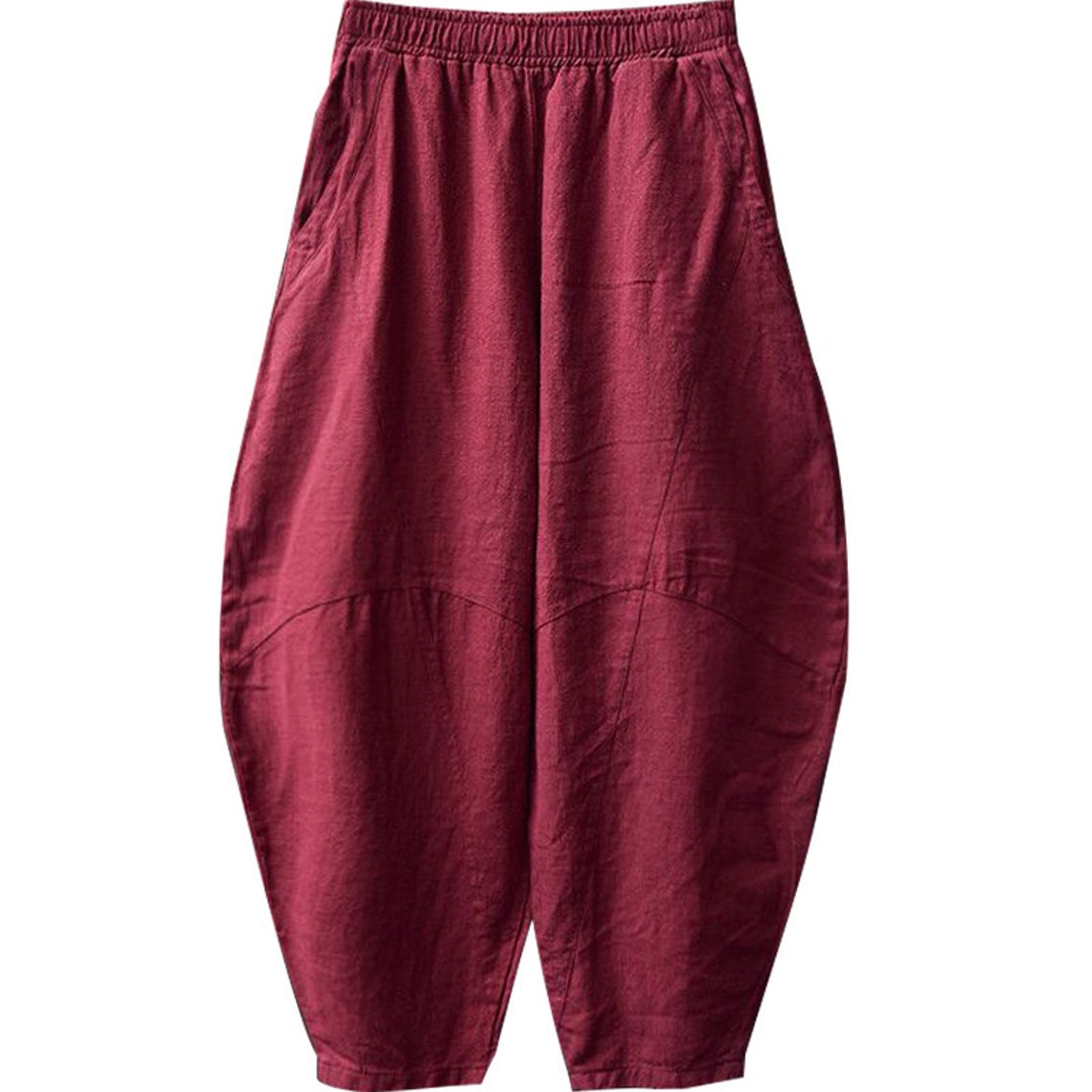 Casual Elastic Waist Linen Pants C1857