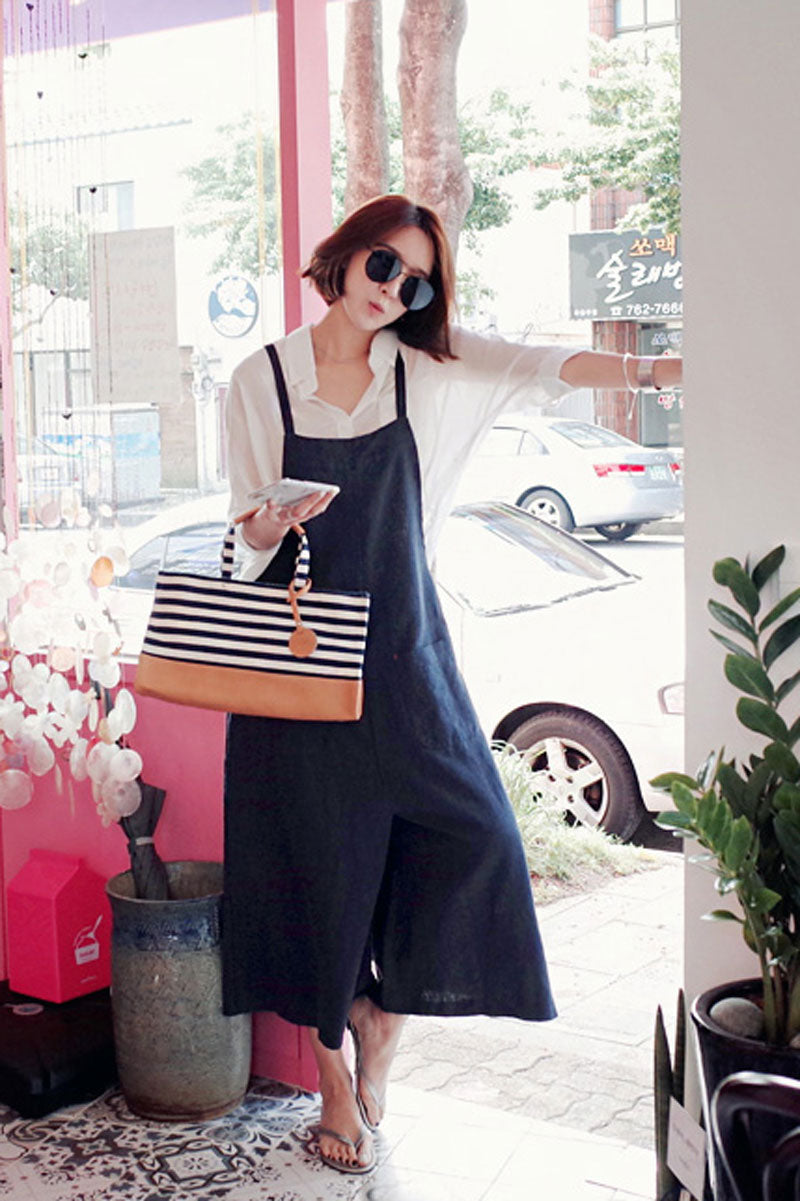 Casual Blue Linen Jumpsuits C2385