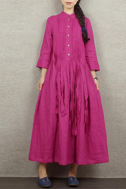 Long linen skirt with loose waist and 9 minute sleeves 190230