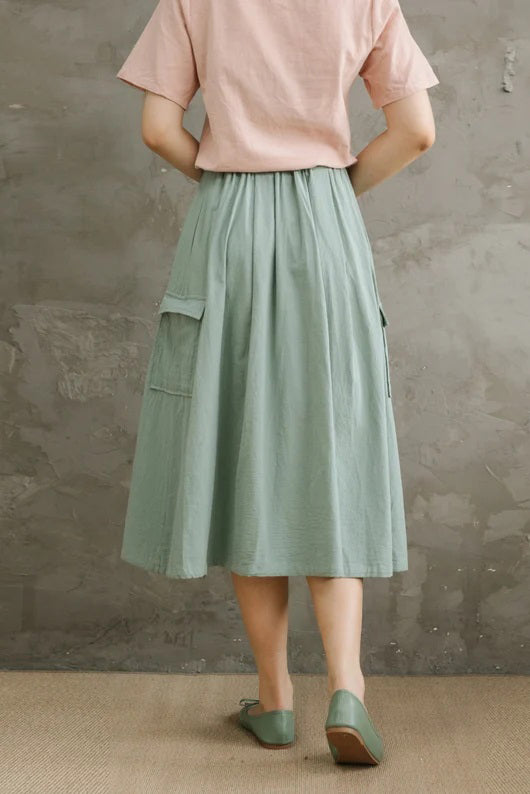 Summer Women Casual Cotton Linen Skirt C2869