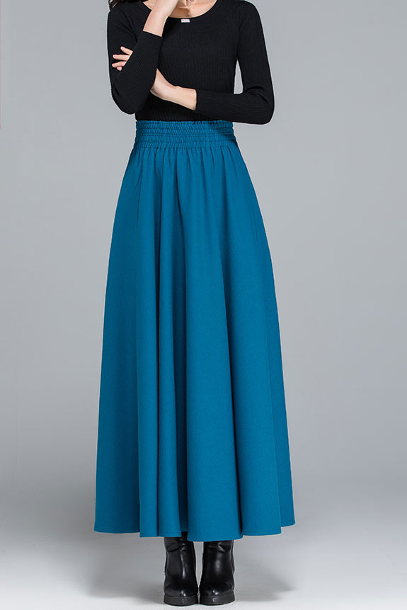 High Elastic Waist Warm Autumn Winter Long Skirt C2481