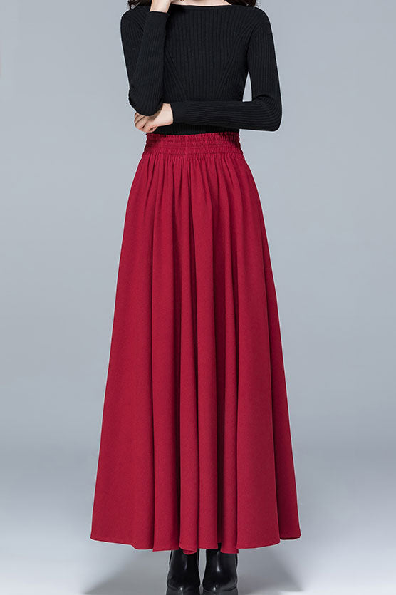 High Elastic Waist Warm Autumn Winter Long Skirt C2481