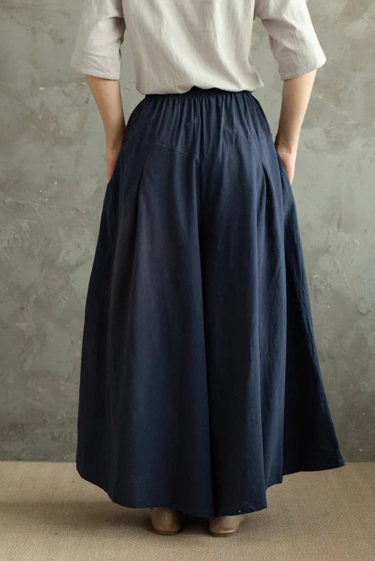 Spring and Summer Casual Cotton Linen Skirt Pants C2854