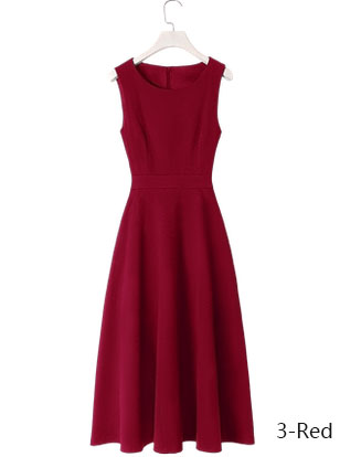 Sleeveless Wool blue Midi Dress C2517