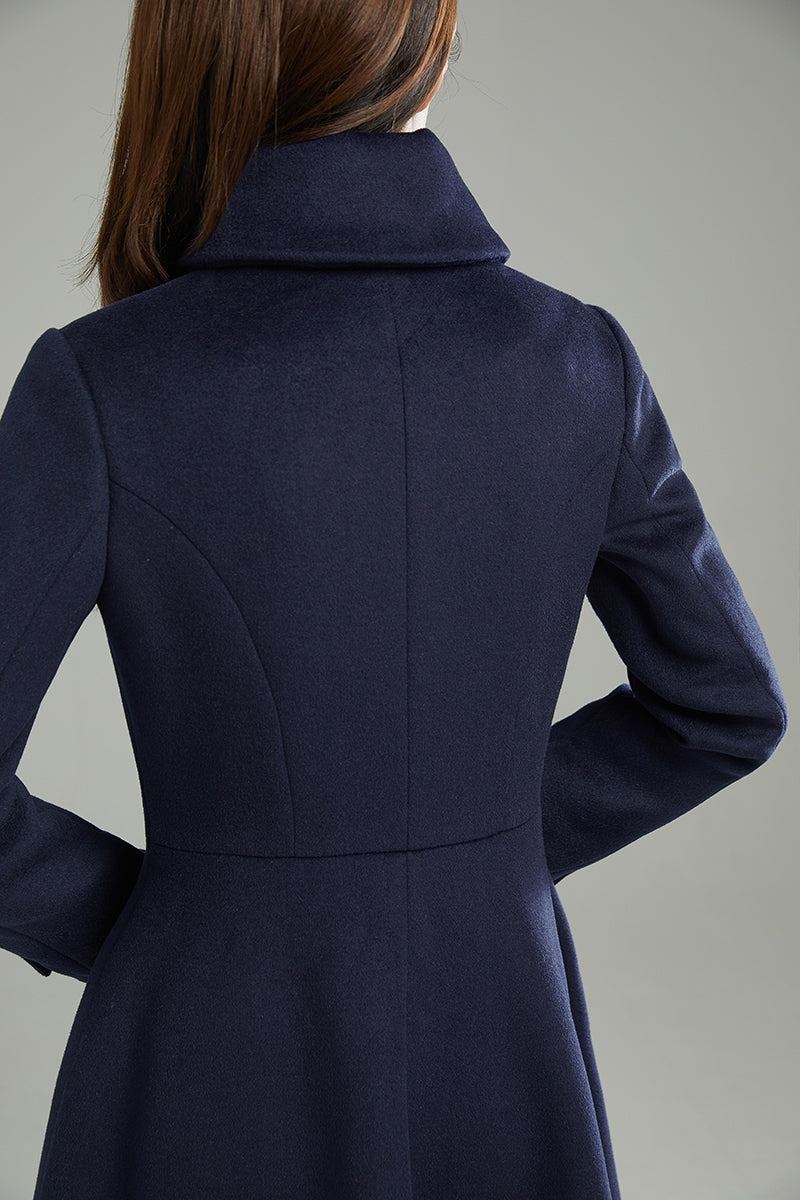 Winter Blue Asymmetrical Wool Coat C2987
