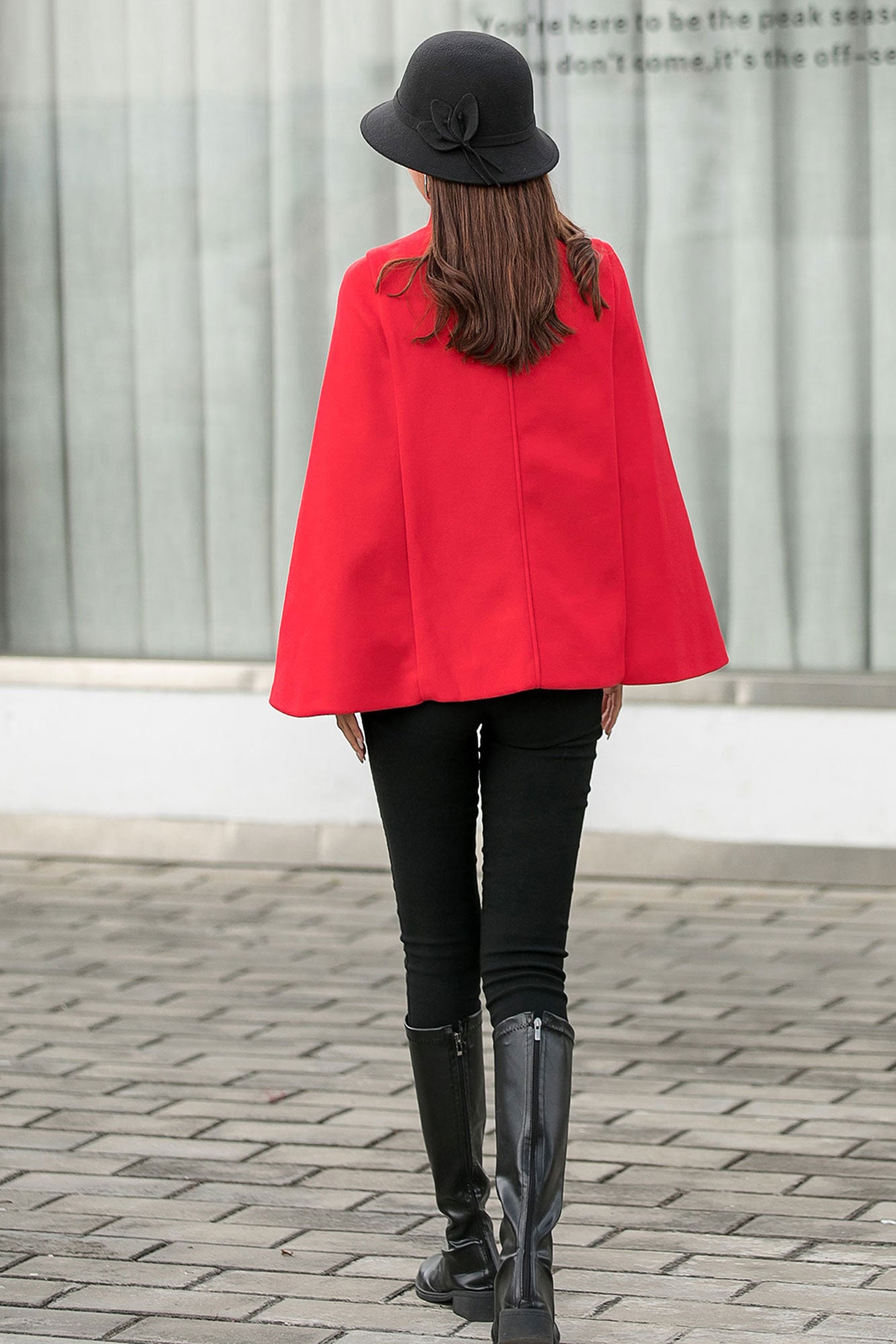 Vintage Inspired Wool Cape Coat C2545, Size S #CK2101505